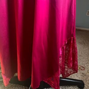 Red Racerback Lingerie Nightgown With Lace Cutouts